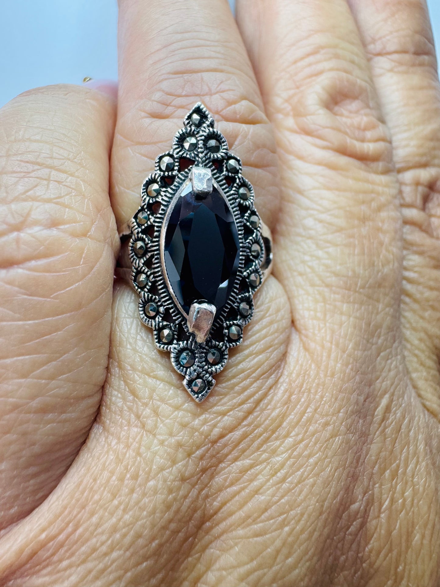 Sterling Silver .925 Green Zircon Maquesite Ring