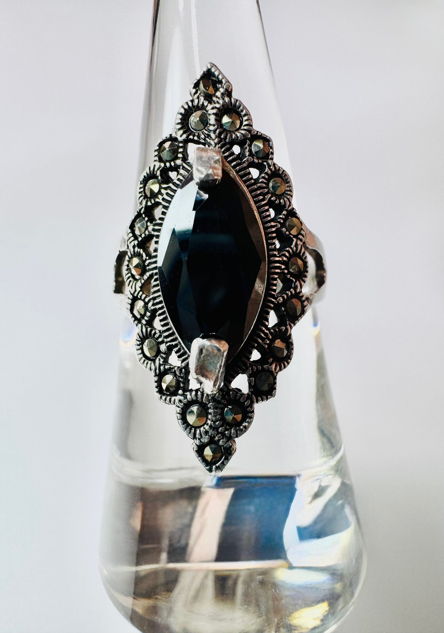 Sterling Silver .925 Green Zircon Maquesite Ring