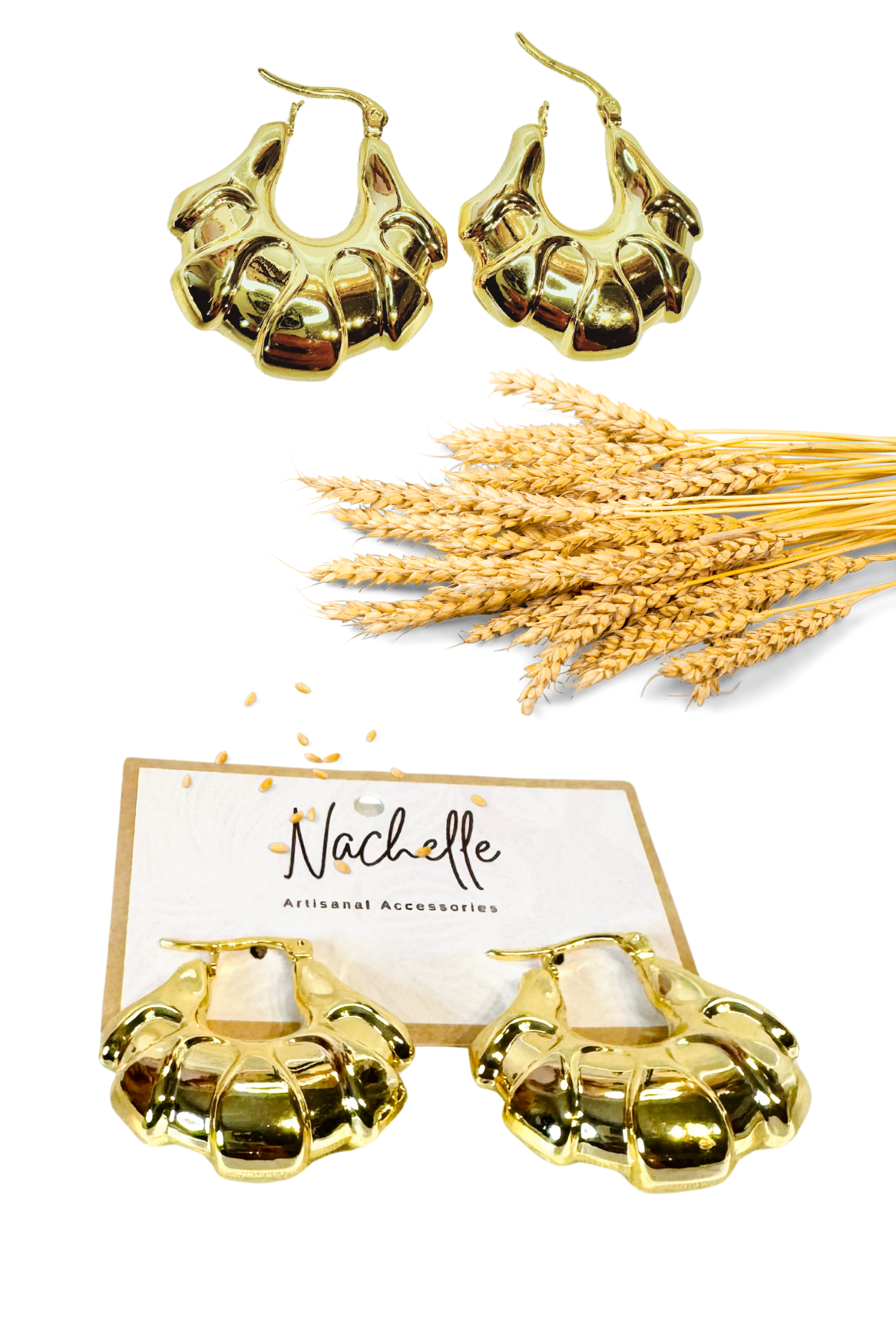 Stainless Steel with 18k gold plated Geometric Hoops