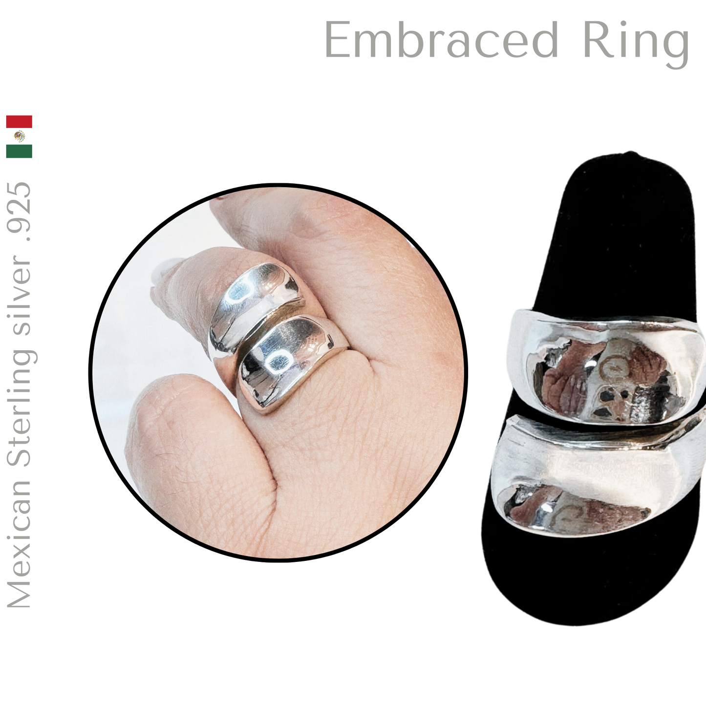 .925 Sterling Silver Embraced ring