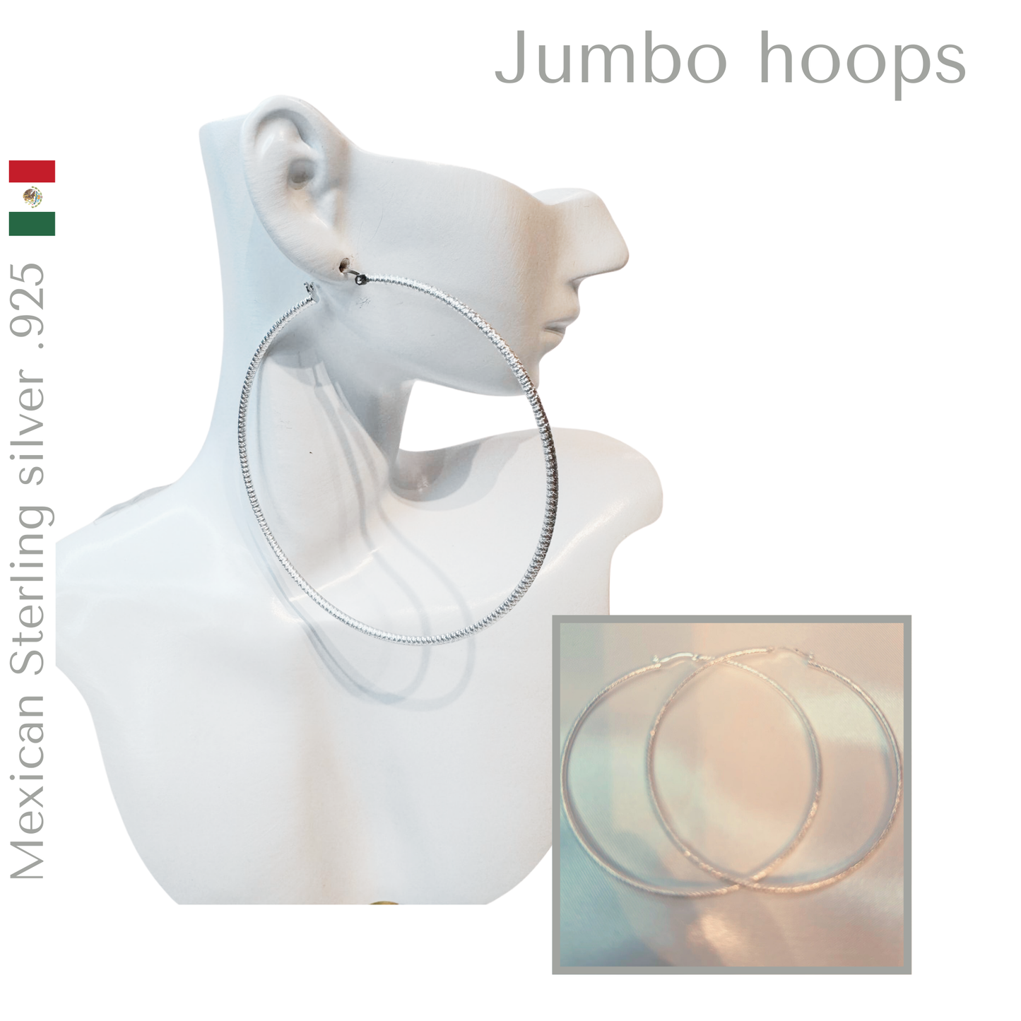.925 Sterling Silver XL Hoops earrings