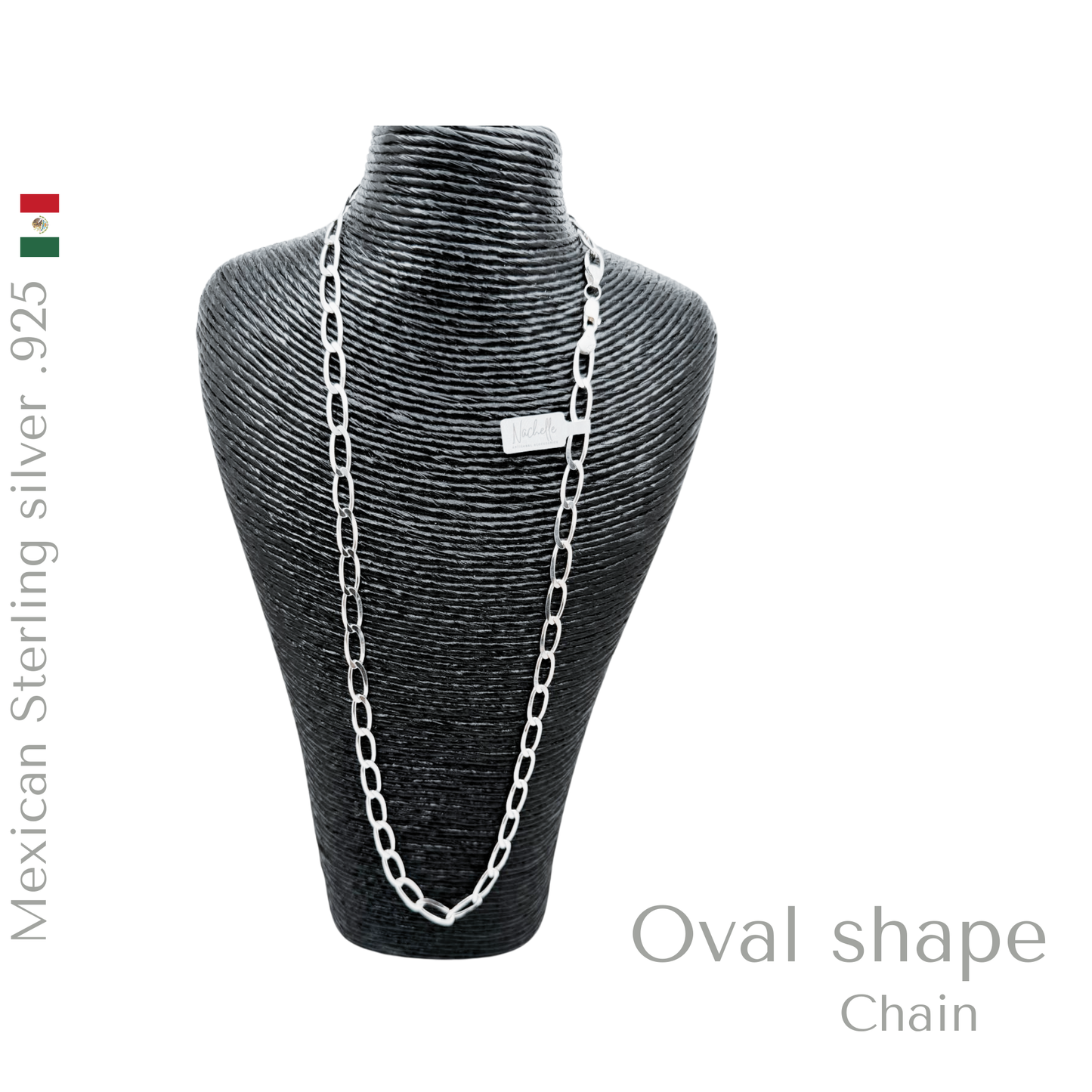 .925 Sterling Silver Oval Shape chain
