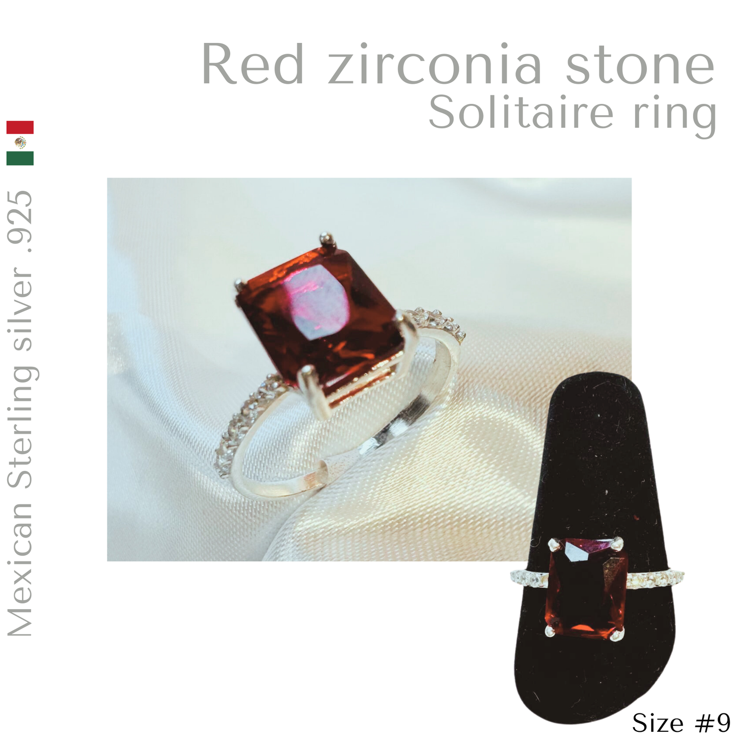 .925 Sterling Silver Solitaire ring
