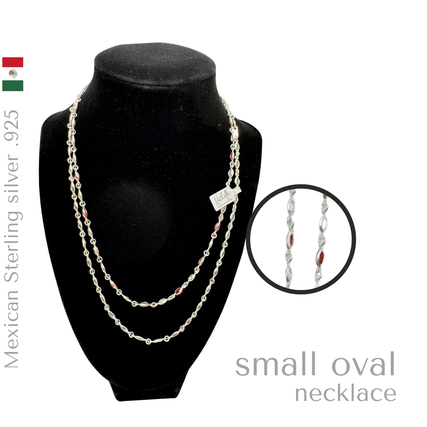 .925 Sterling Silver Small Oval necklace