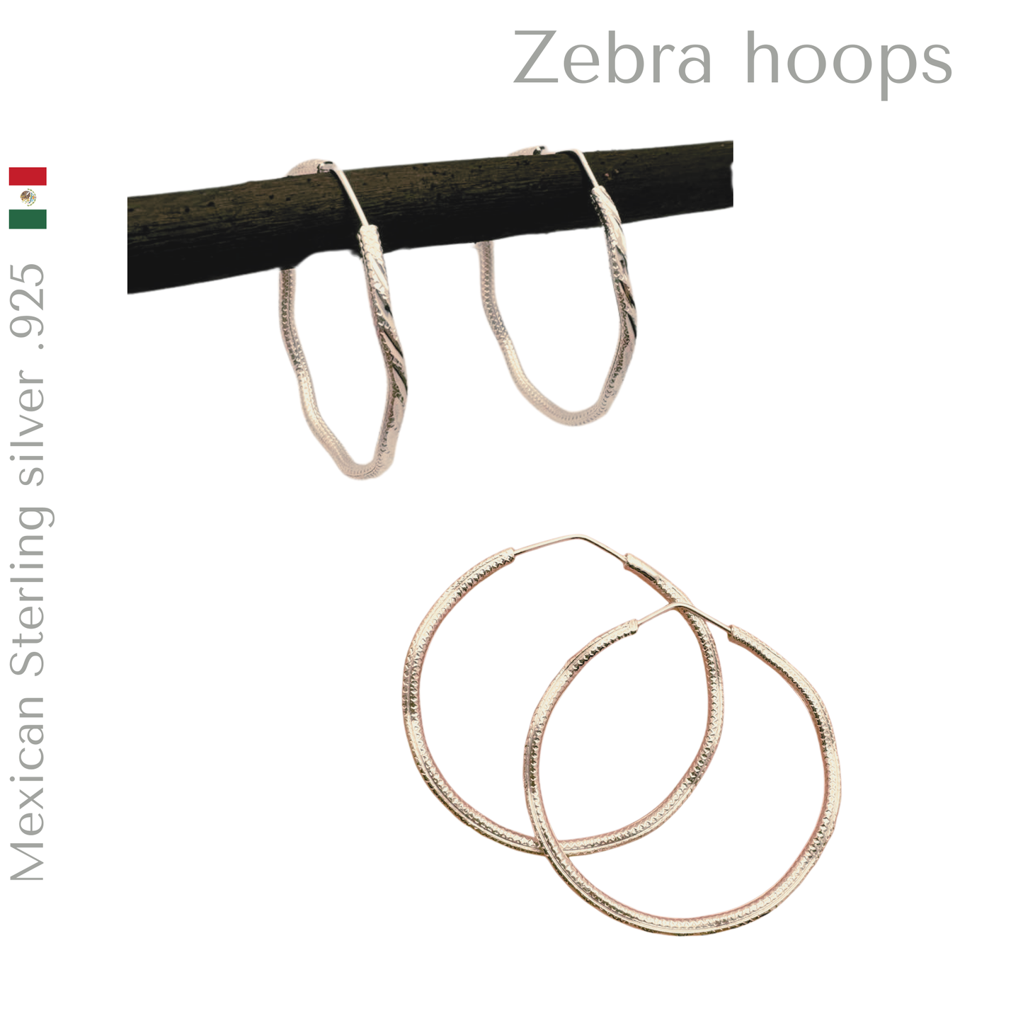 .925 Sterling Silver Hoops earrings
