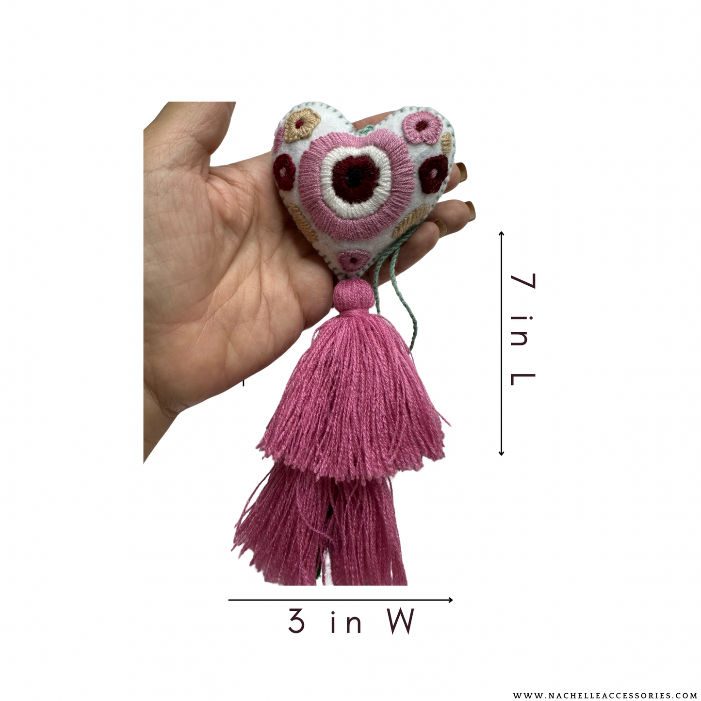 Handmade Mexican Embroidered Heart Tassel