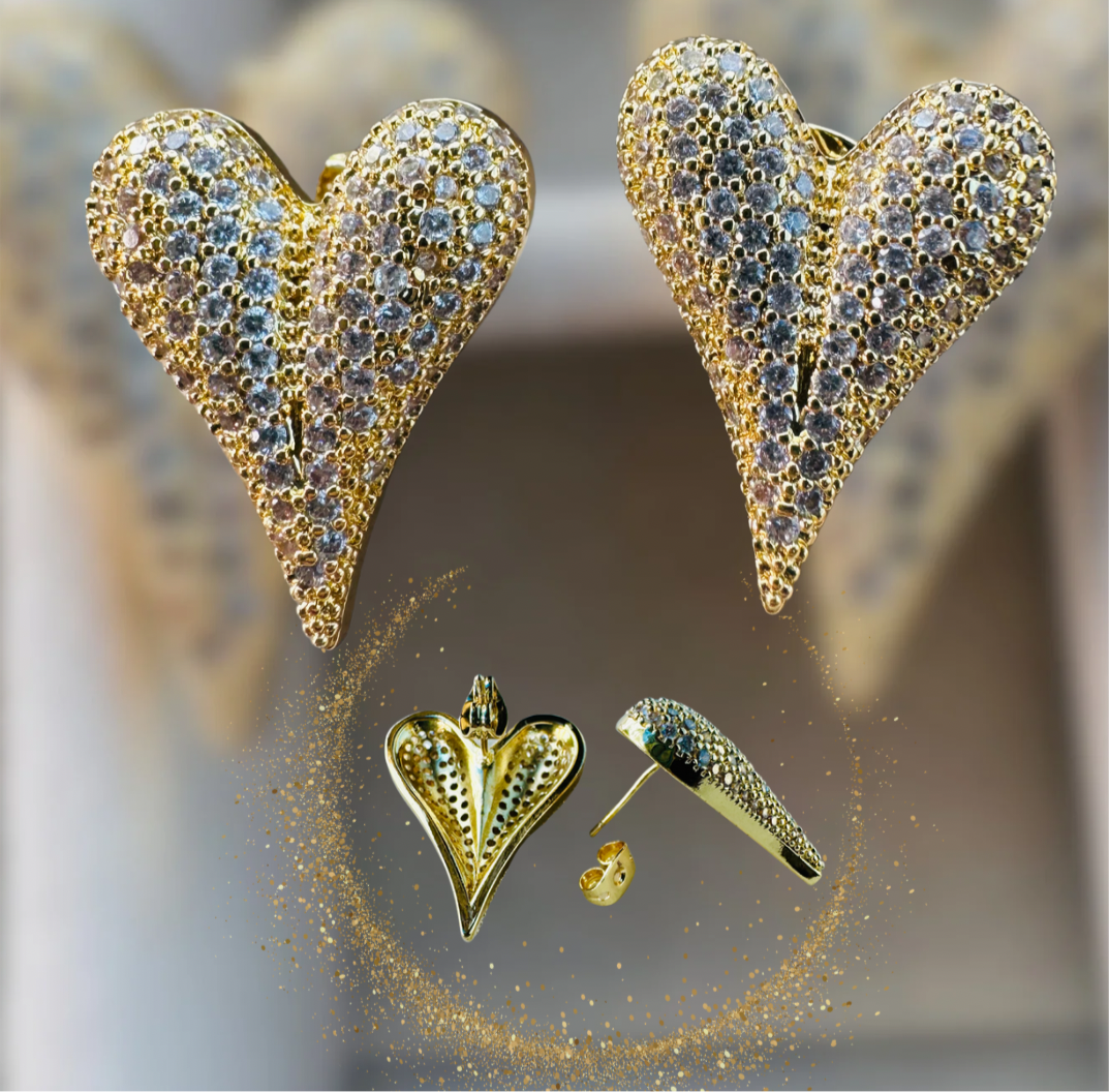 18k Gold Filled light weight Heart Earrings