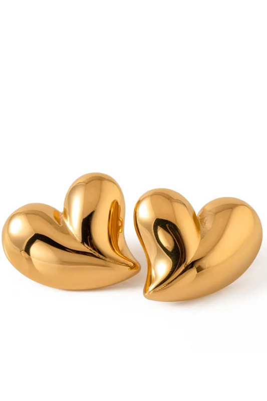 18k Gold Plated Chunky Heart Earrings