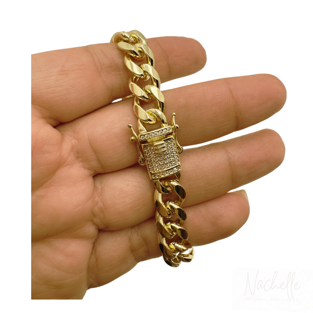 12mm Cuban Link Bracelet 18K Gold Laminated