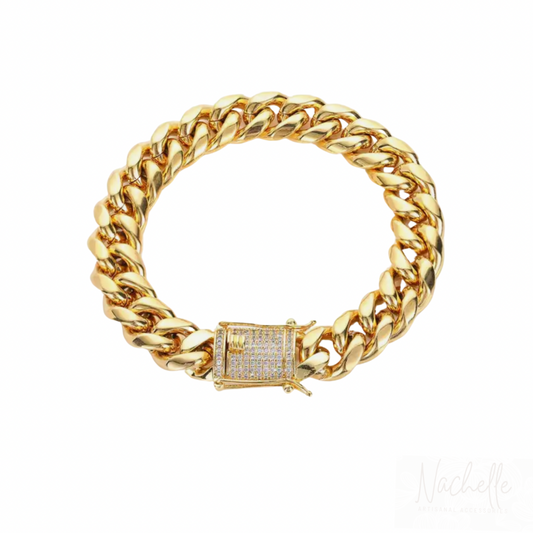 12mm Cuban Link Bracelet 18K Gold Laminated