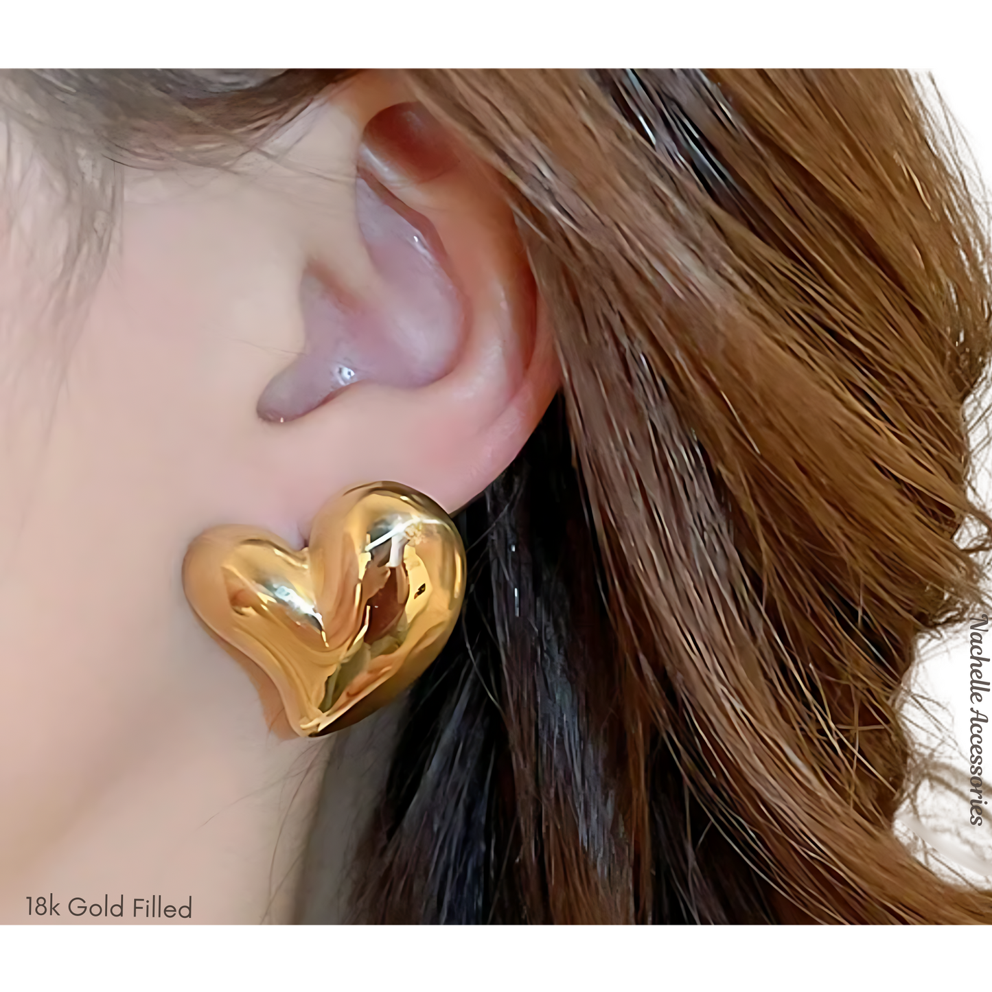 18k Gold Plated Chunky Heart Earrings