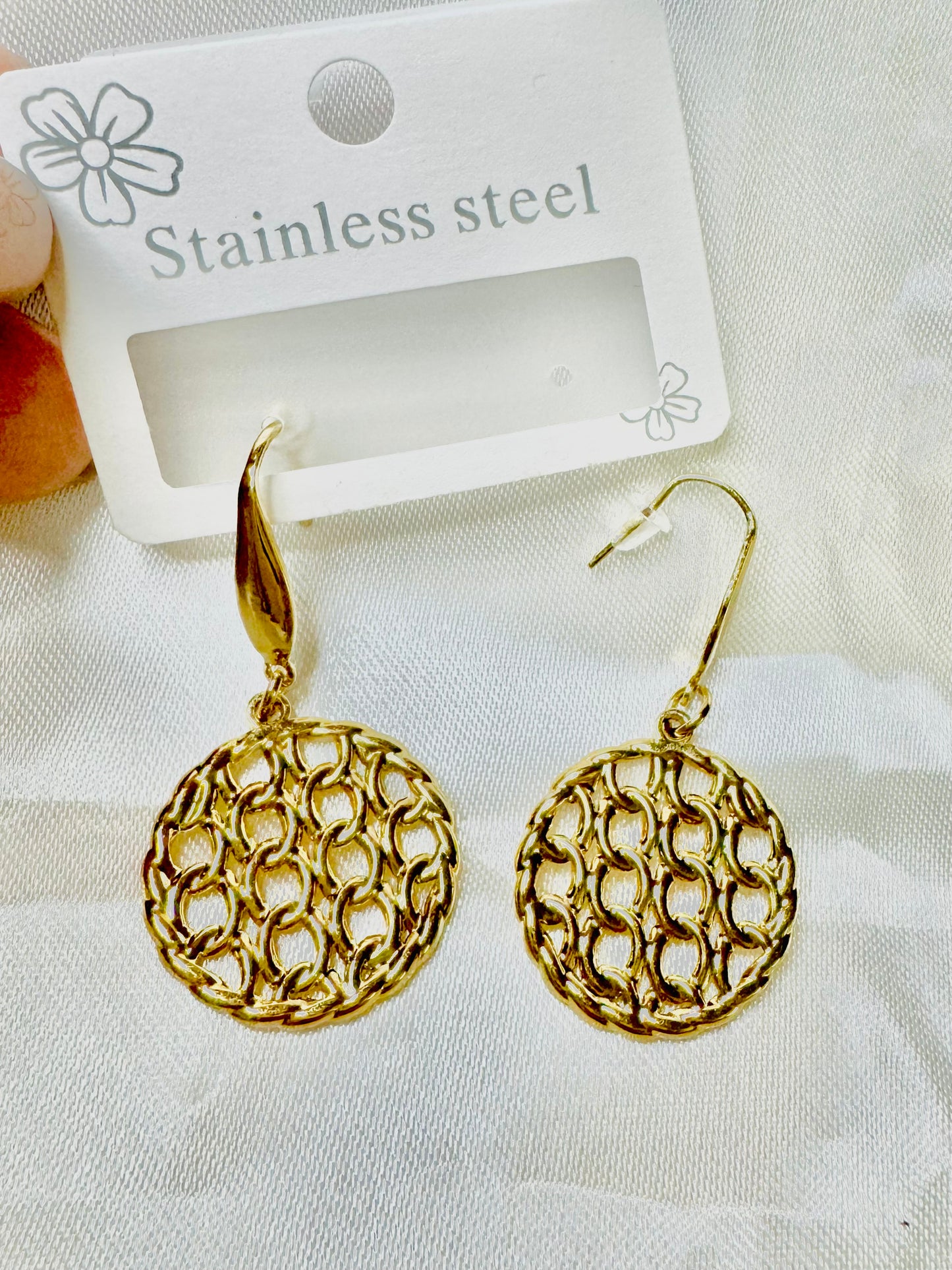 Stainless steel 18k gold plated dangles earrings