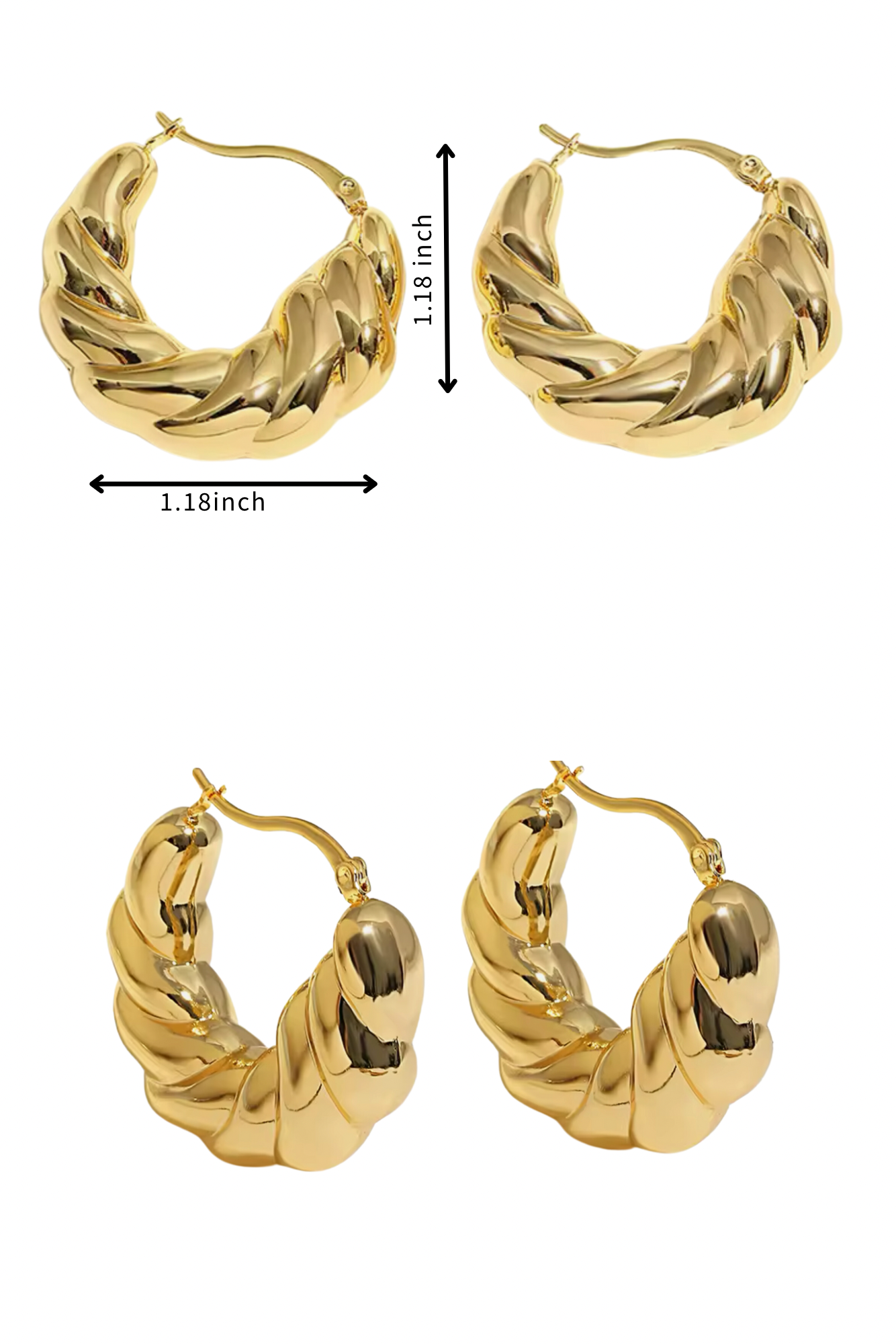 Stainless Steel gold plated Hoops