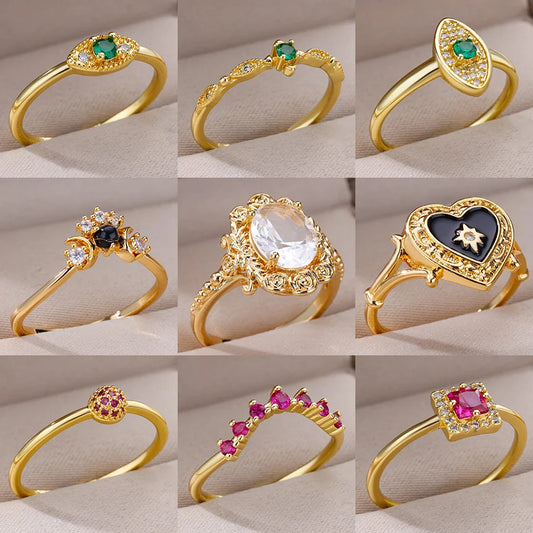 Stainless Steel Adjustable Rings for Women, Cubic Zirconia .