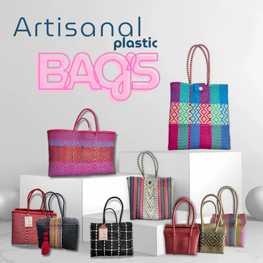 Colorful handwoven Mexican artisan bags